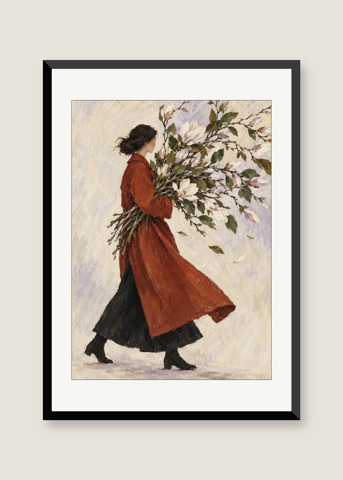 Garden Coat, White mat with black frame