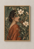 Garden Veil, framed 50 by 70 centimetre art print in natural wood