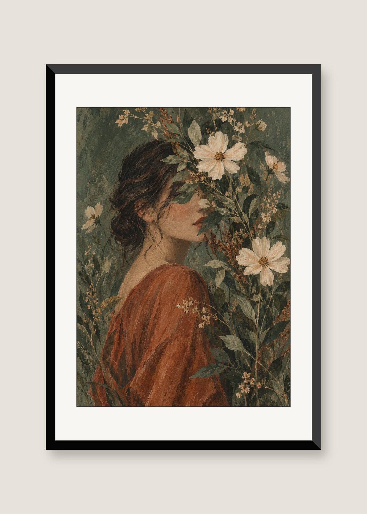 Garden Veil, White mat with black frame