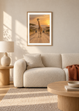 Giraffe Crossing, oak framed lifestyle room presentation with white mat