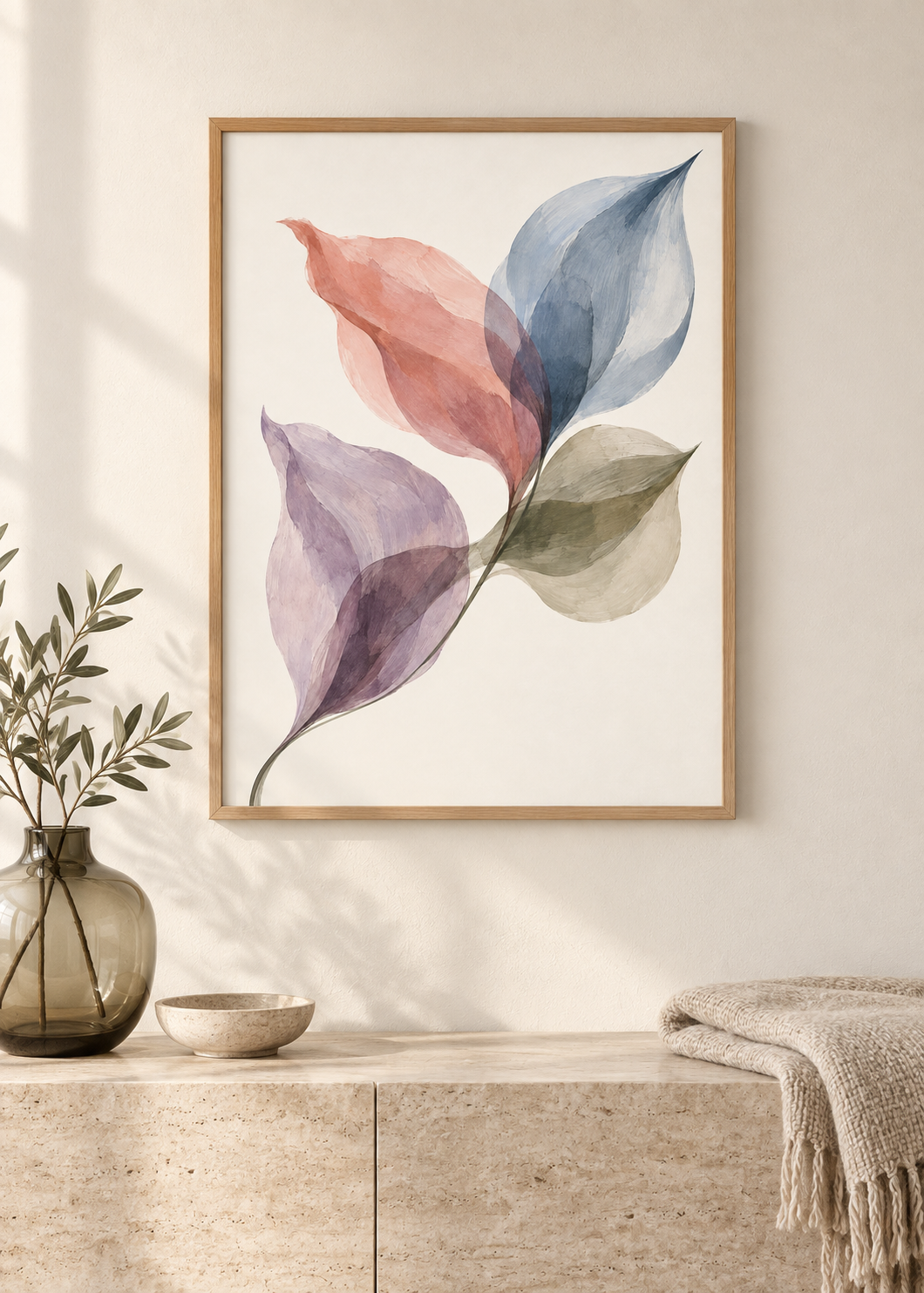Glass Petals No. 02 framed art print in a Scandinavian living room