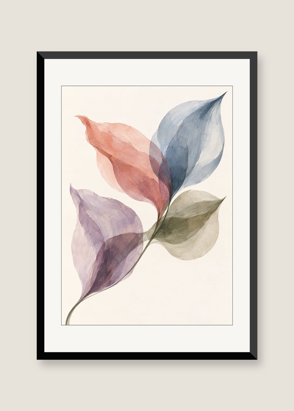 Glass Petals No. 02, White mat with black frame