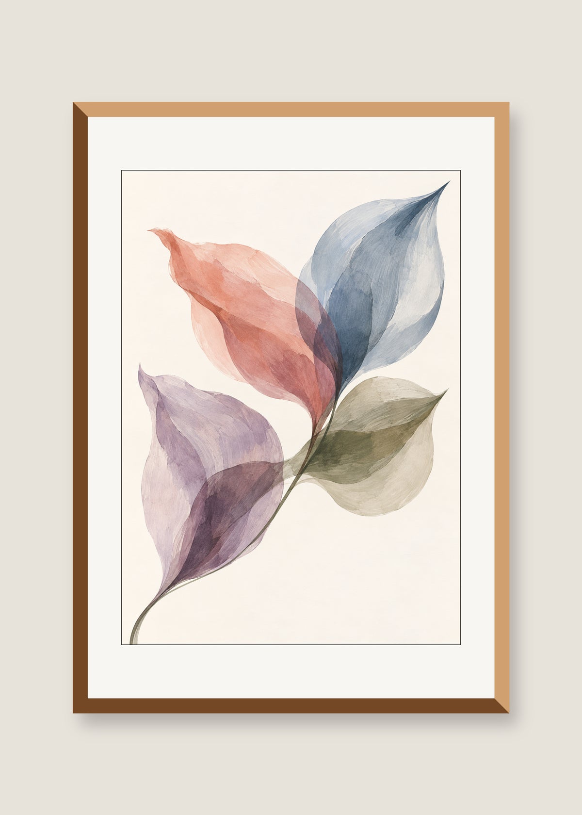Glass Petals No. 02, White mat with natural oak frame