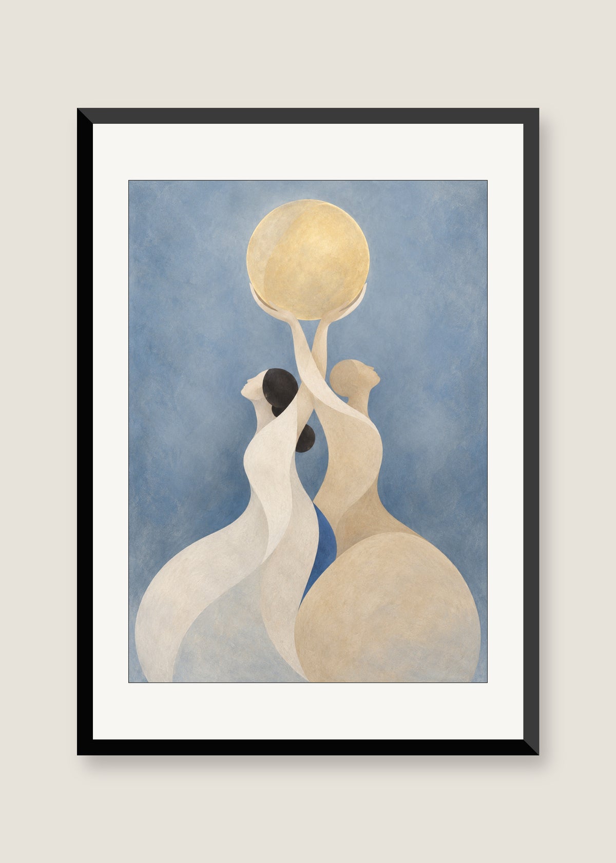 Holding the Light, White mat with black frame