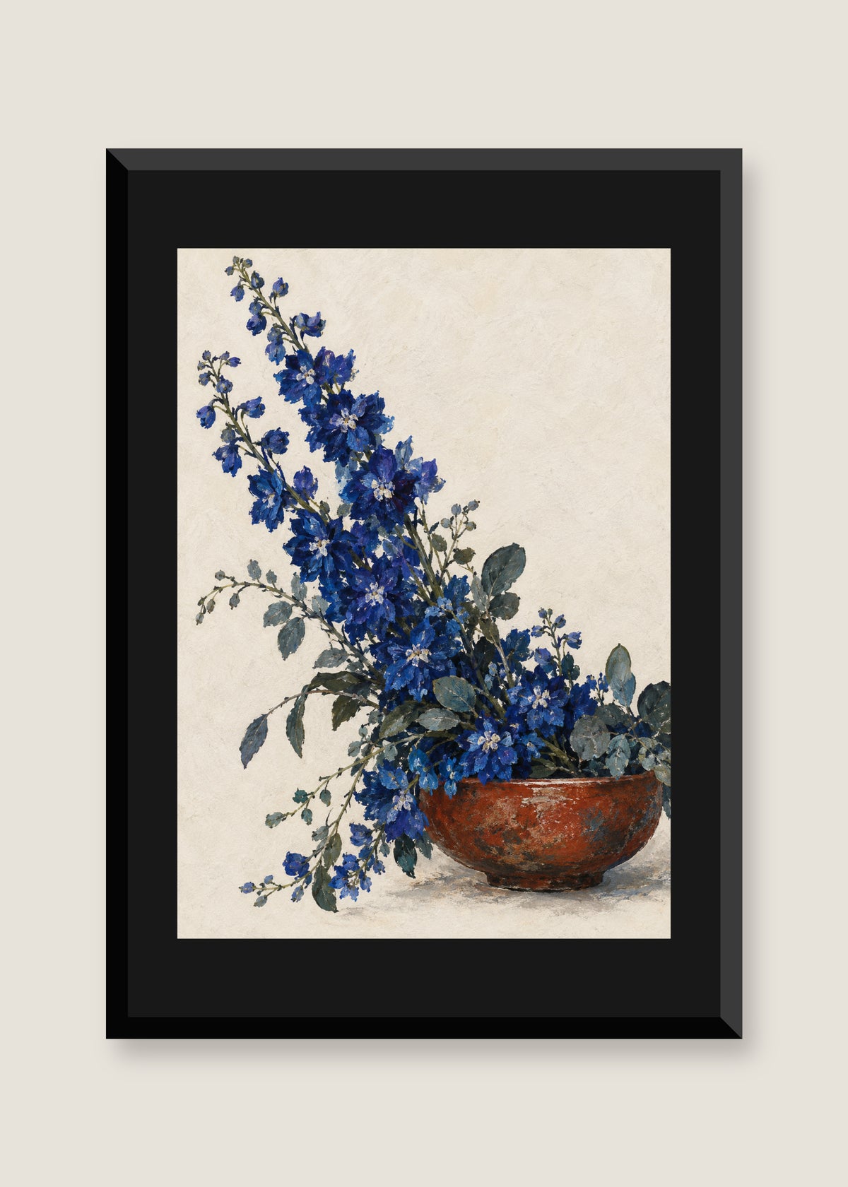 Indigo Cascade, Black mat with black frame