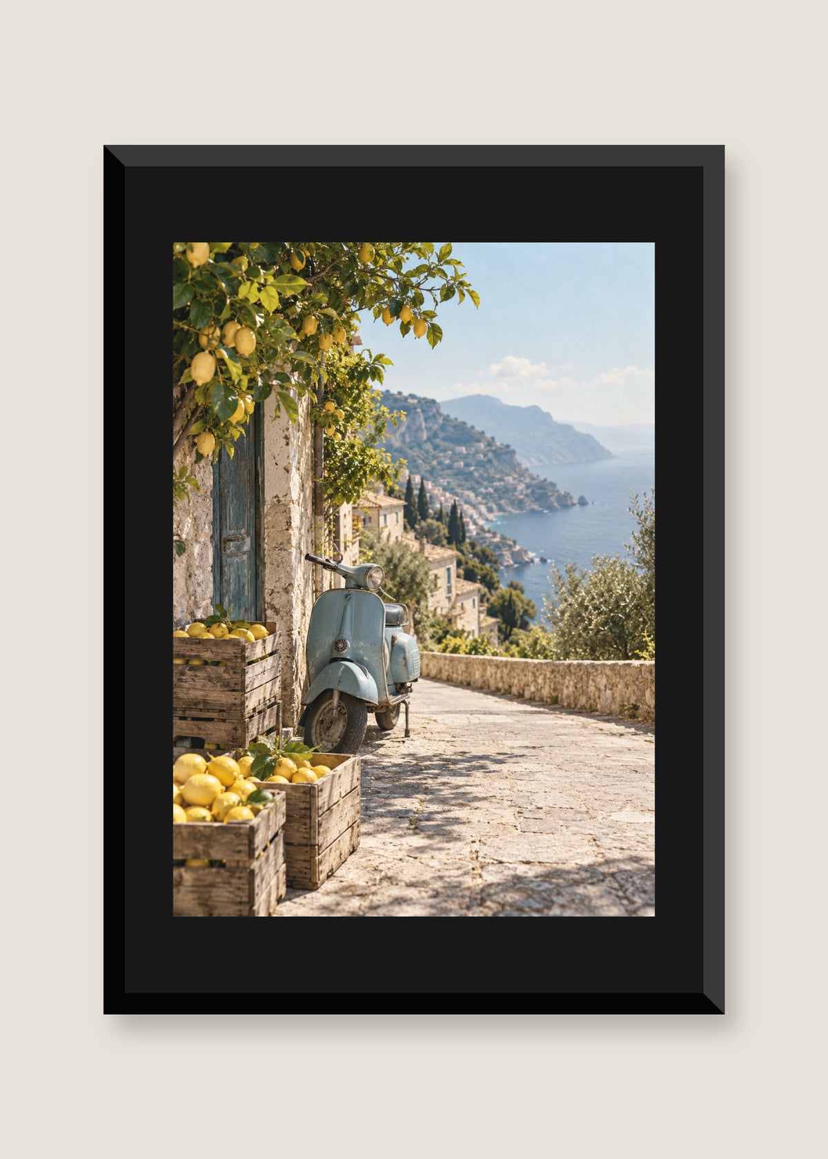 Lemon Road South, Black mat with black frame