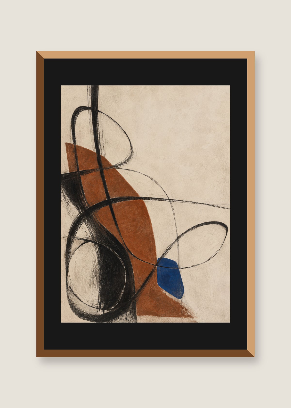 Linear Cadence No. 01, Black mat with natural oak frame