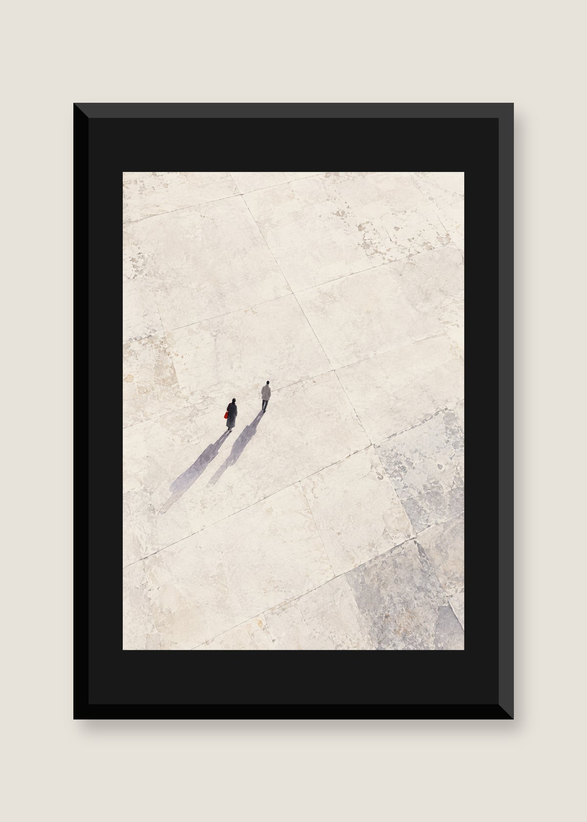 Long Shadows at Noon, Black mat with black frame