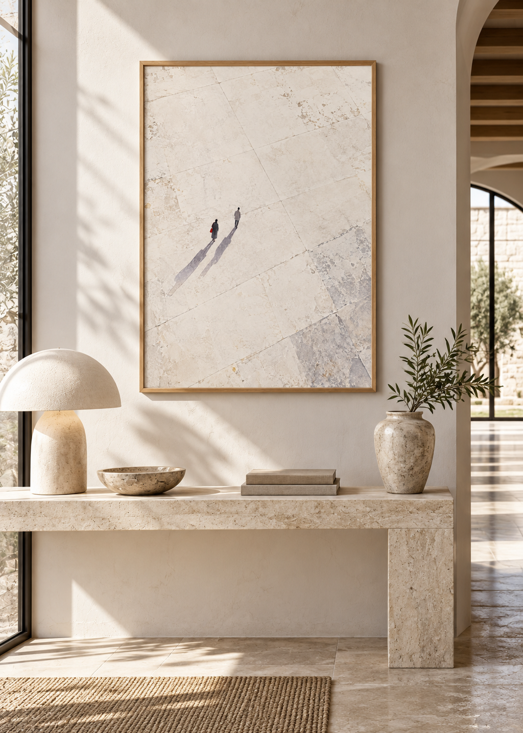 Long Shadows at Noon framed 50 x 70 cm poster styled in a contemporary interior