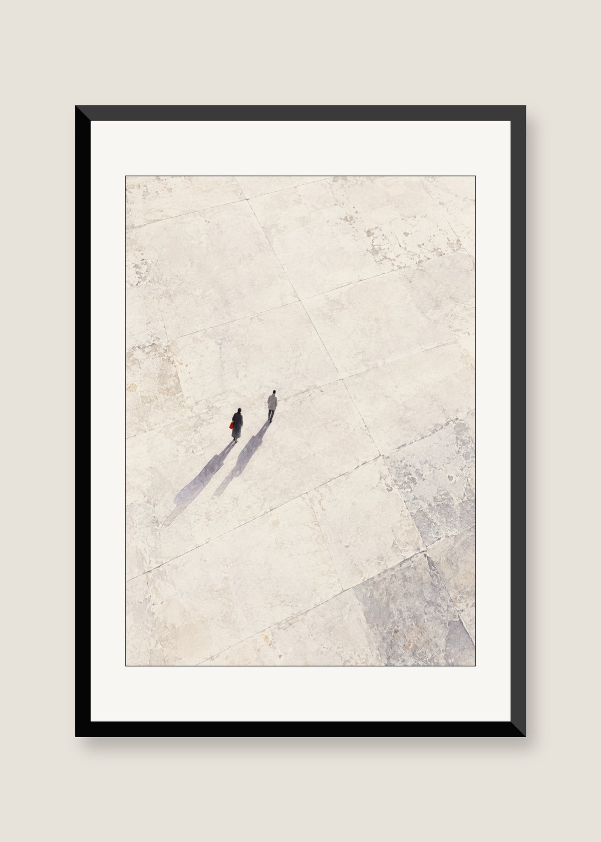 Long Shadows at Noon, White mat with black frame