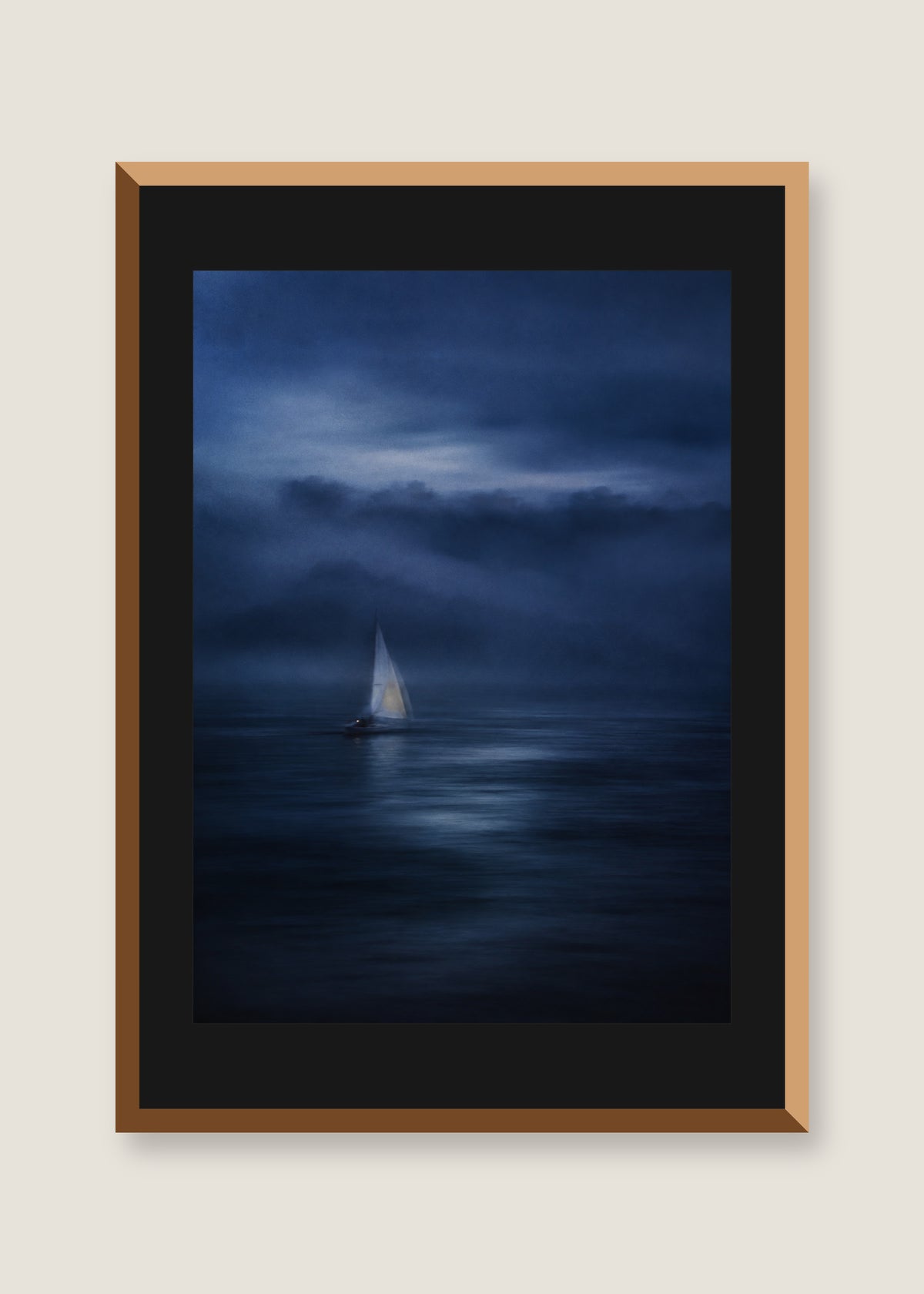 Midnight Passage, Black mat with natural oak frame