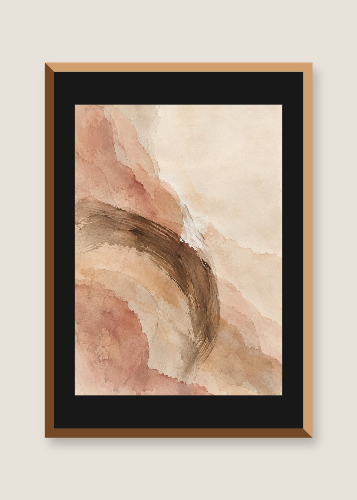 Mineral Drift No. 01, Black mat with natural oak frame
