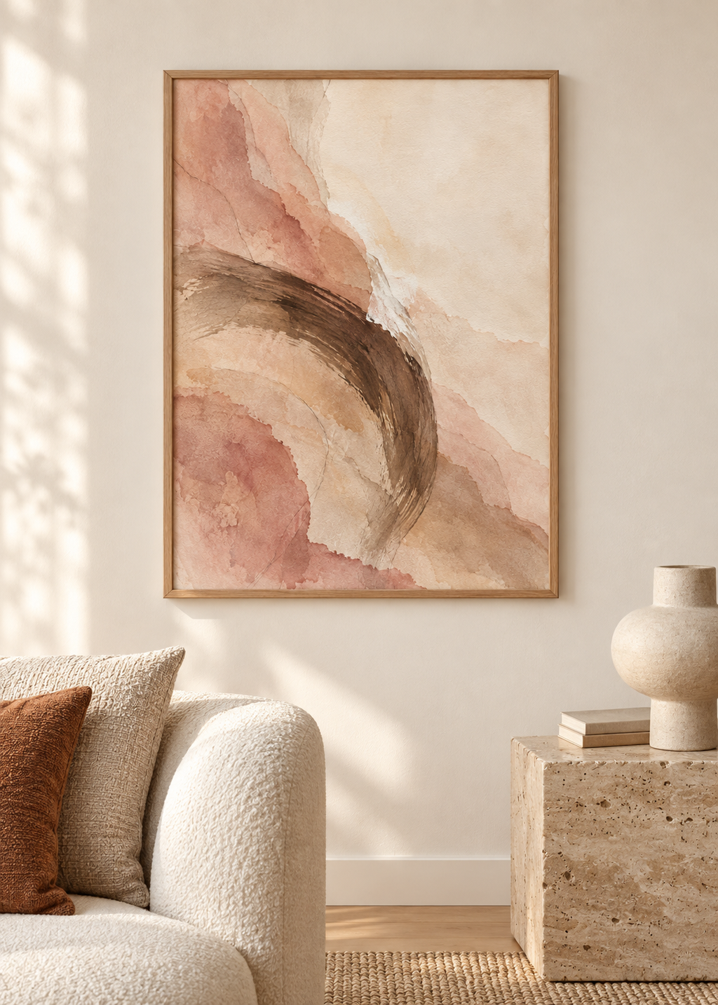 Mineral Drift No. 01 framed art print in a styled interior