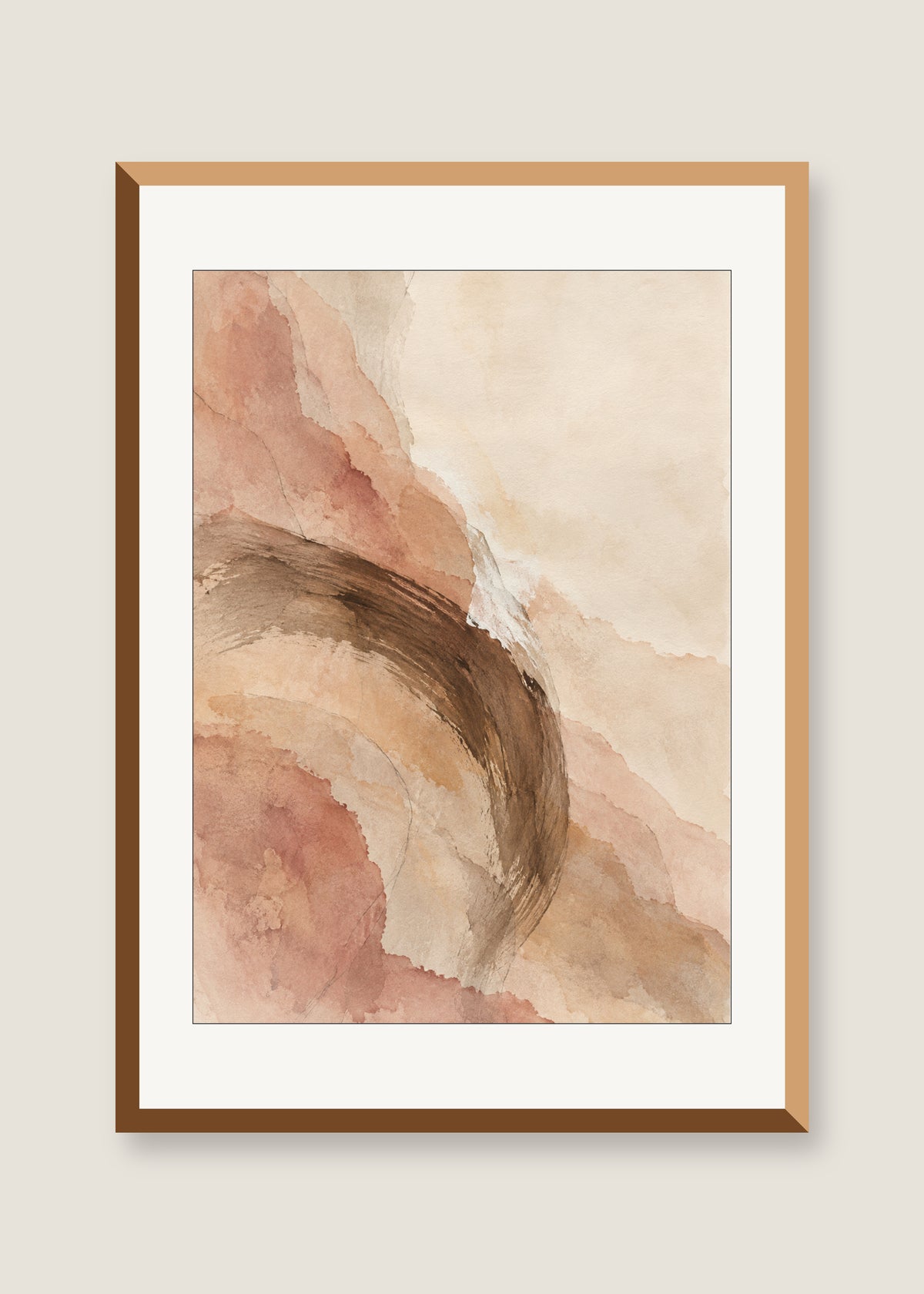 Mineral Drift No. 01, White mat with natural oak frame