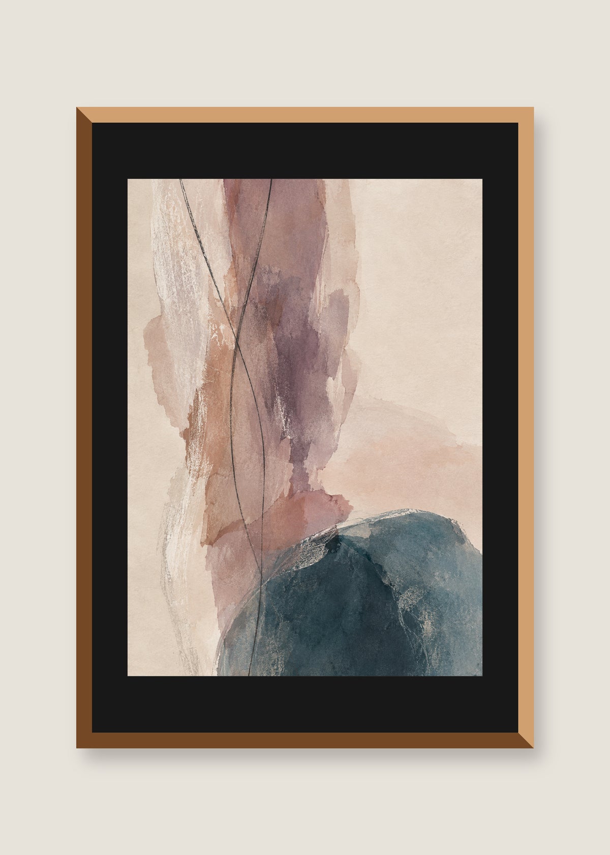 Mineral Drift No. 02, Black mat with natural oak frame