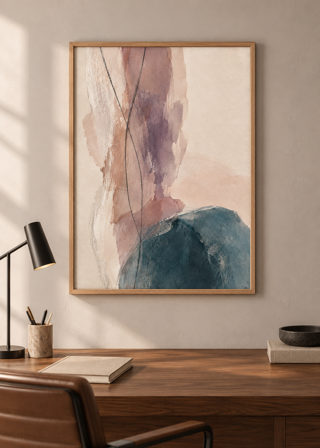 Mineral Drift No. 02 framed art print in a styled interior
