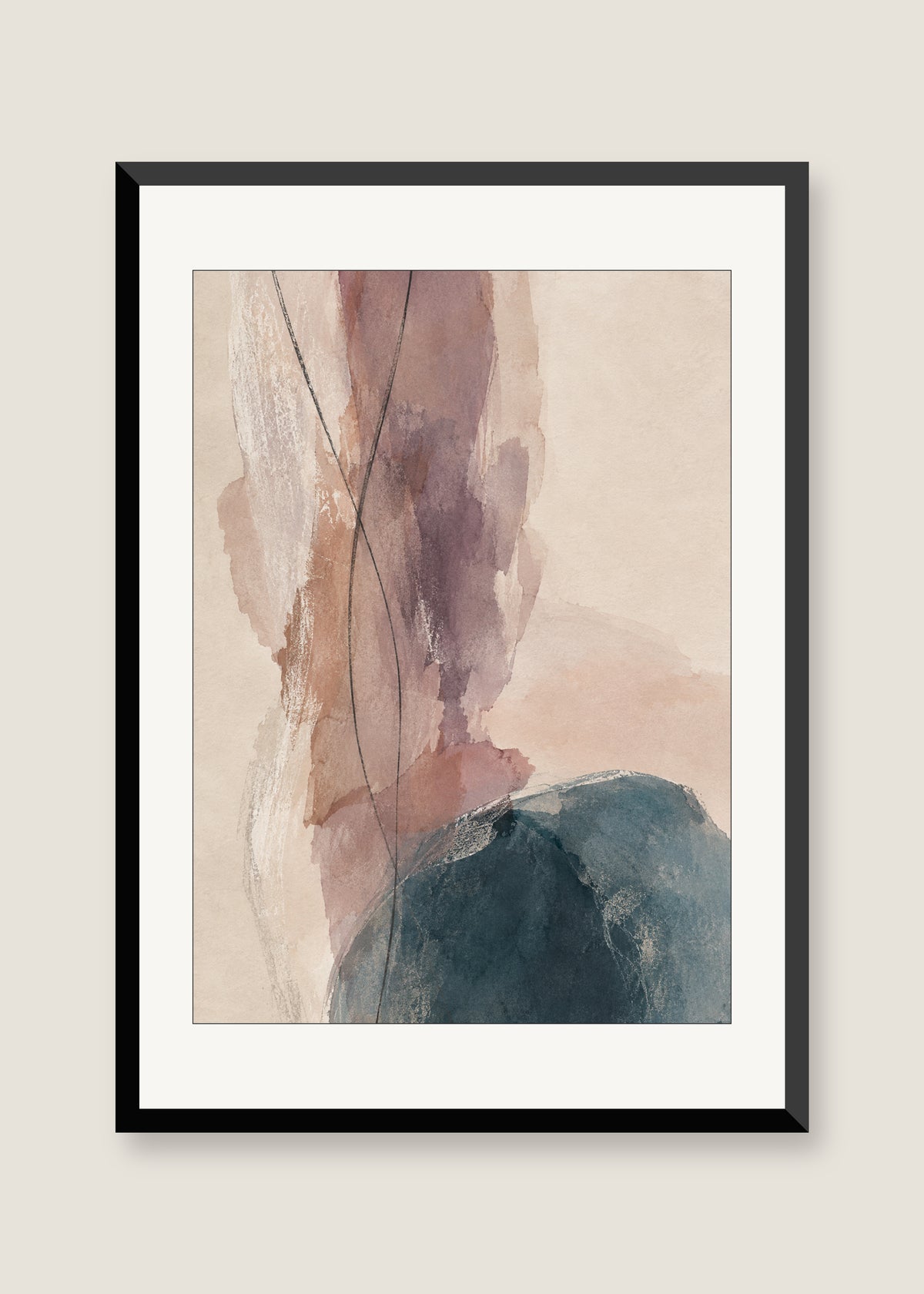Mineral Drift No. 02, White mat with black frame