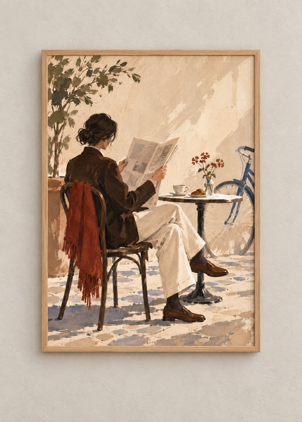 Morning Edition, framed 50 by 70 centimetre art print in natural wood