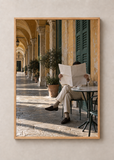 Morning Paper at Bar Luce, framed 50 x 70 cm presentation