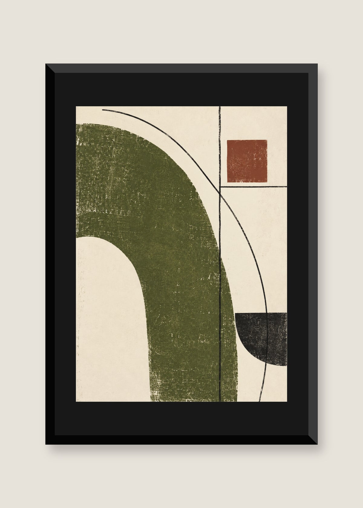 Moss Geometry, Black mat with black frame