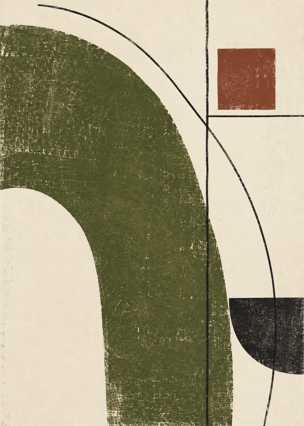 Moss Geometry, artwork-only olive geometric abstract art print