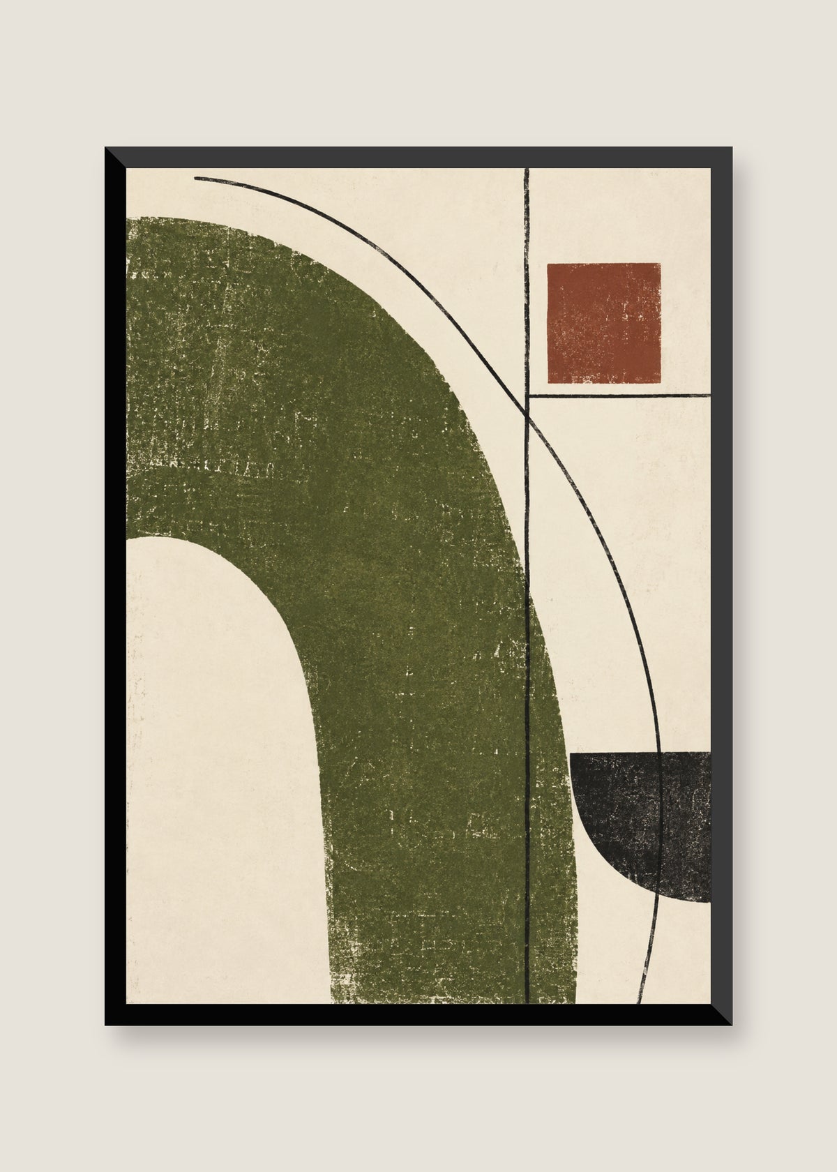 Moss Geometry, No mat with black frame