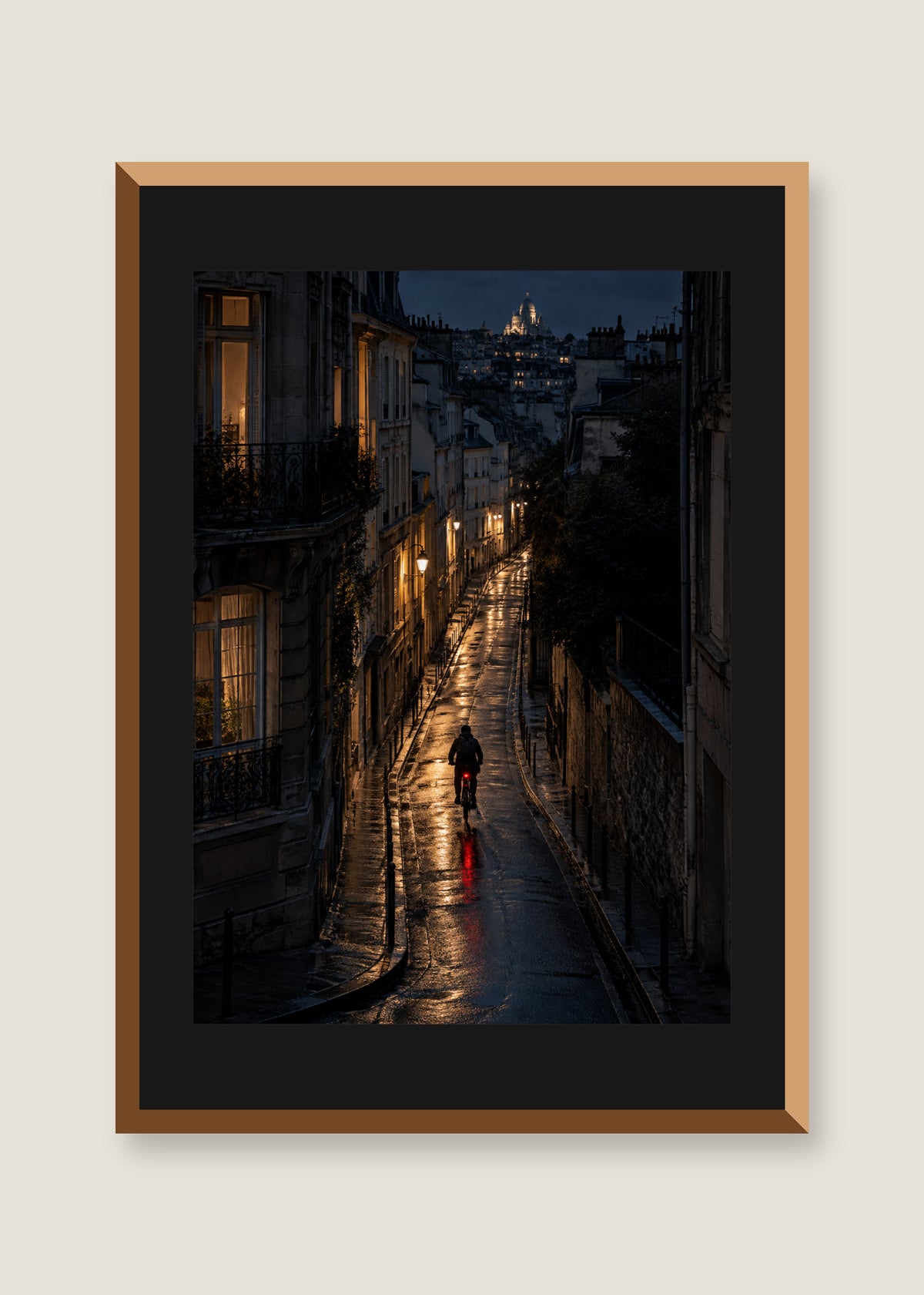 Night Bicycle, Black mat with natural oak frame