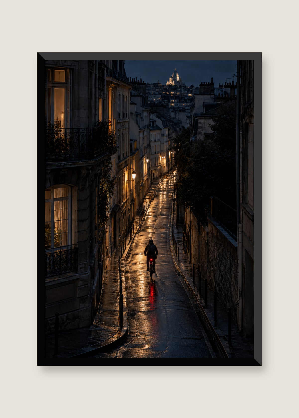 Night Bicycle, No mat with black frame