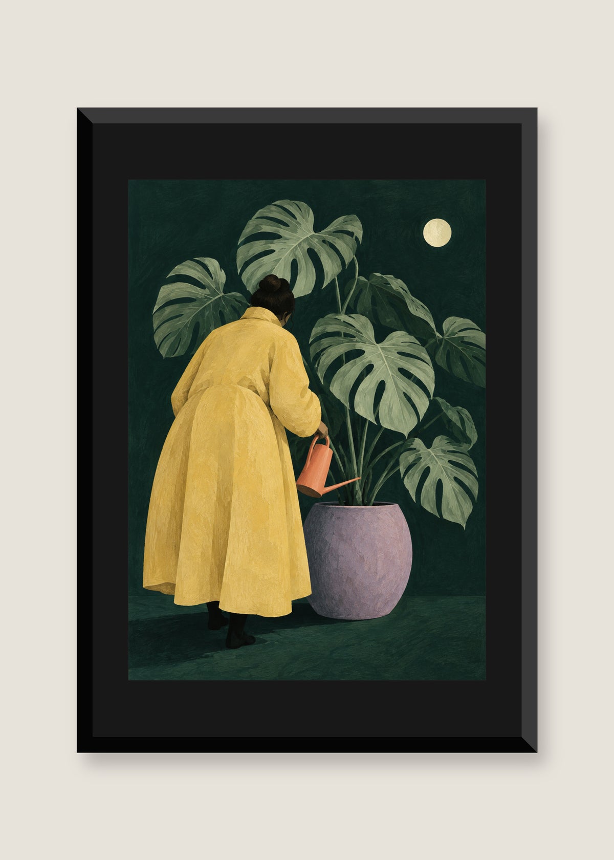 Night Gardener, Black mat with black frame