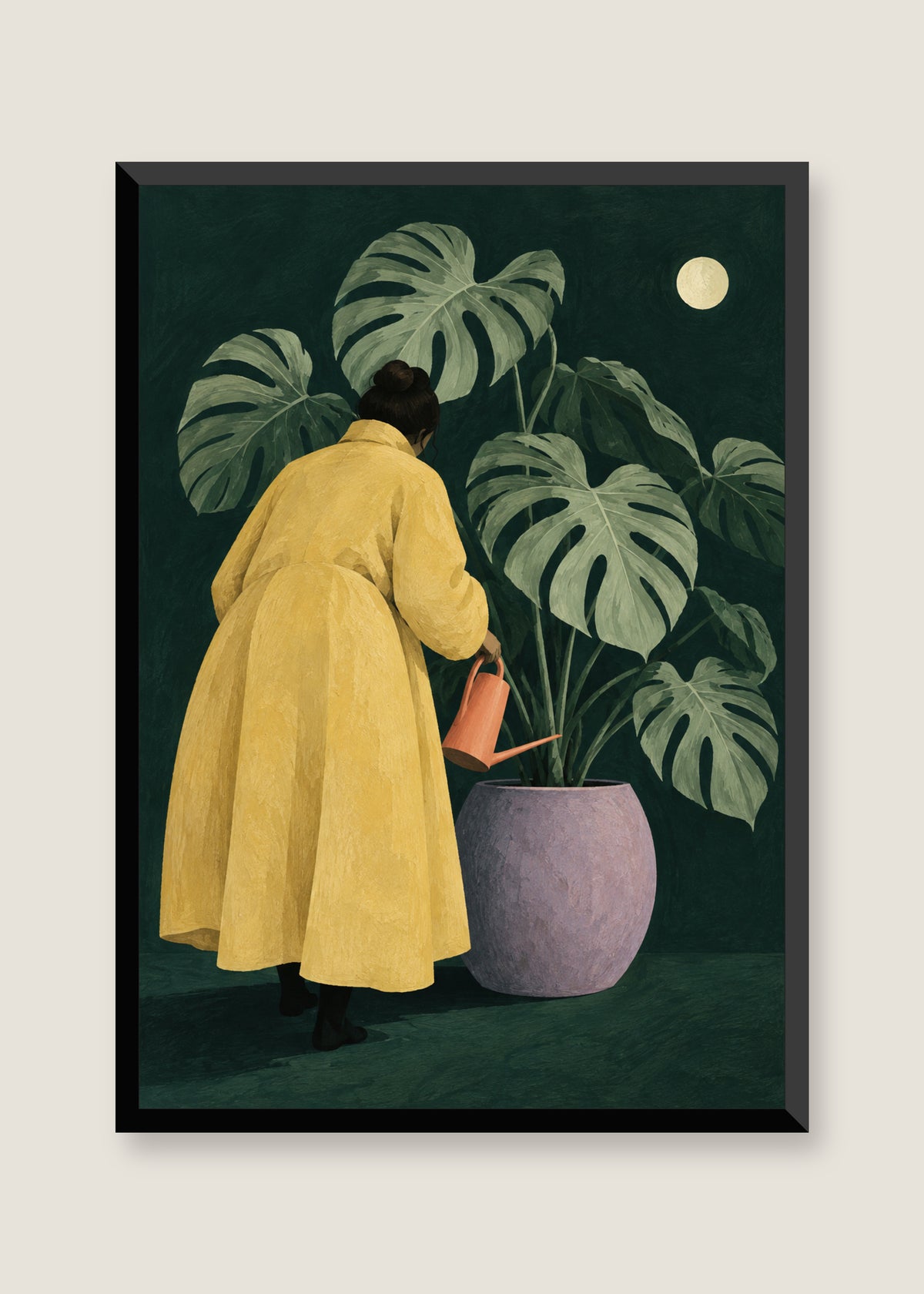 Night Gardener, No mat with black frame