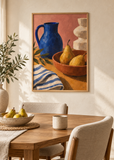 Objects After Lunch, framed 50 by 70 centimetre art print styled in an interior