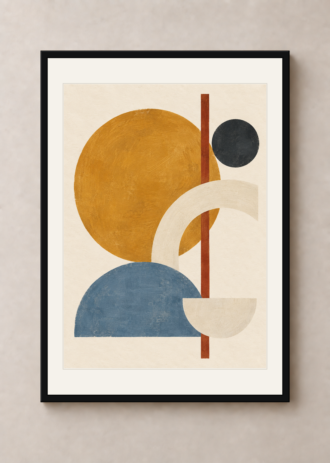 Ochre Orbit No. 01, black Classic frame with Snow White mount, shown at 50 x 70 cm