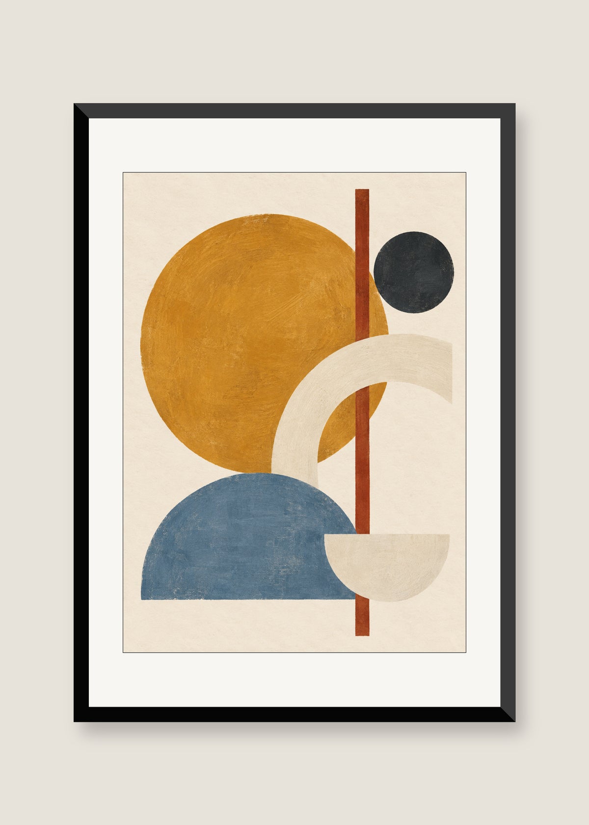 Ochre Orbit No. 01, White mat with black frame