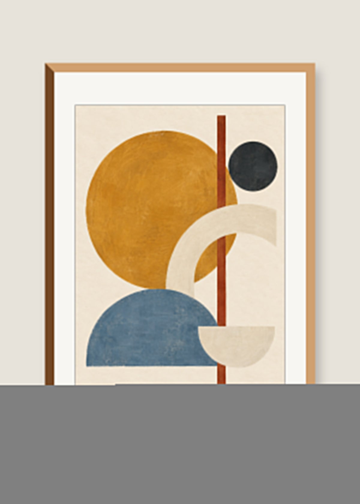 Ochre Orbit No. 01, White mat with natural oak frame