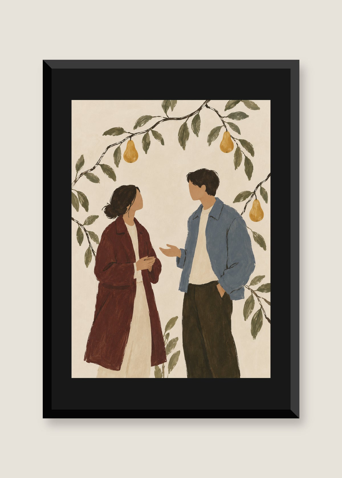 Orchard Conversation, Black mat with black frame