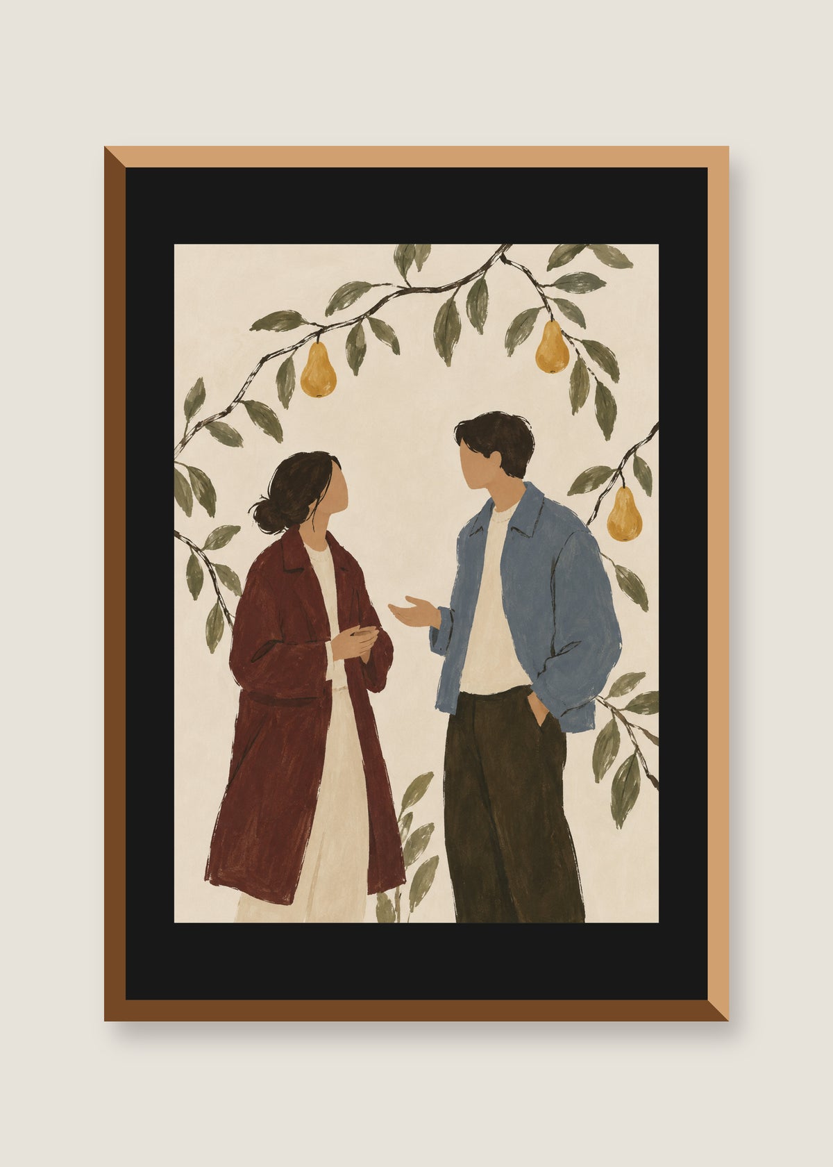 Orchard Conversation, Black mat with natural oak frame