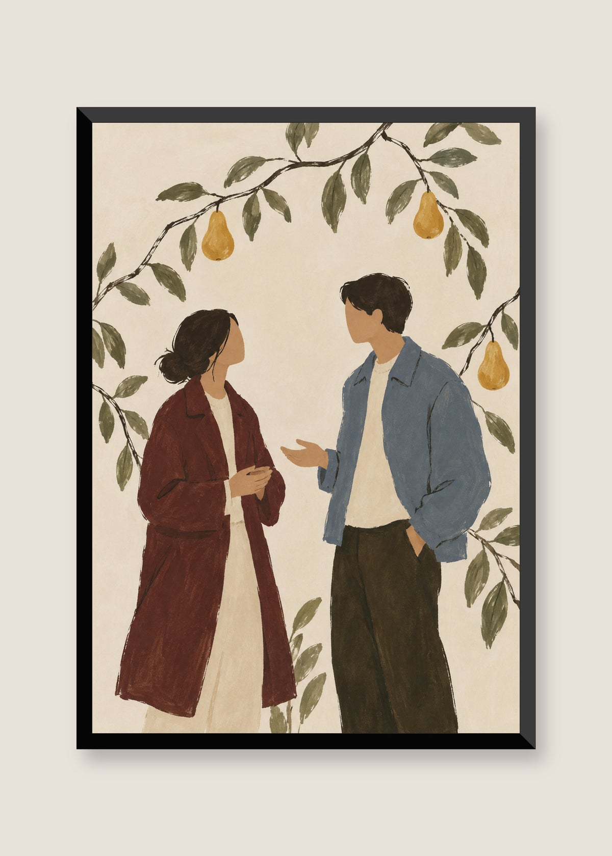 Orchard Conversation, No mat with black frame