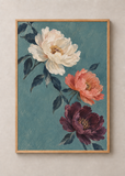 Petals Adrift art print in a natural wood 50 x 70 cm frame