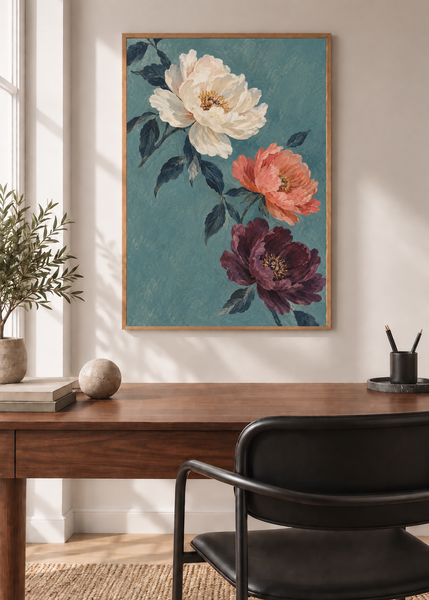Petals Adrift framed art print in a modern interior