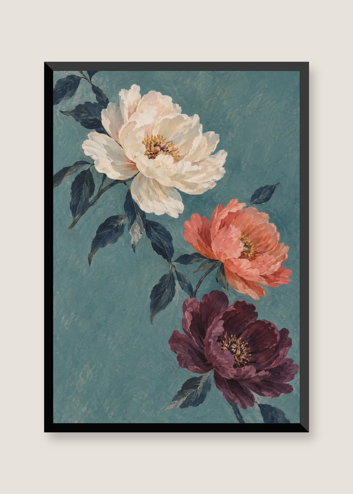 Petals Adrift, No mat with black frame
