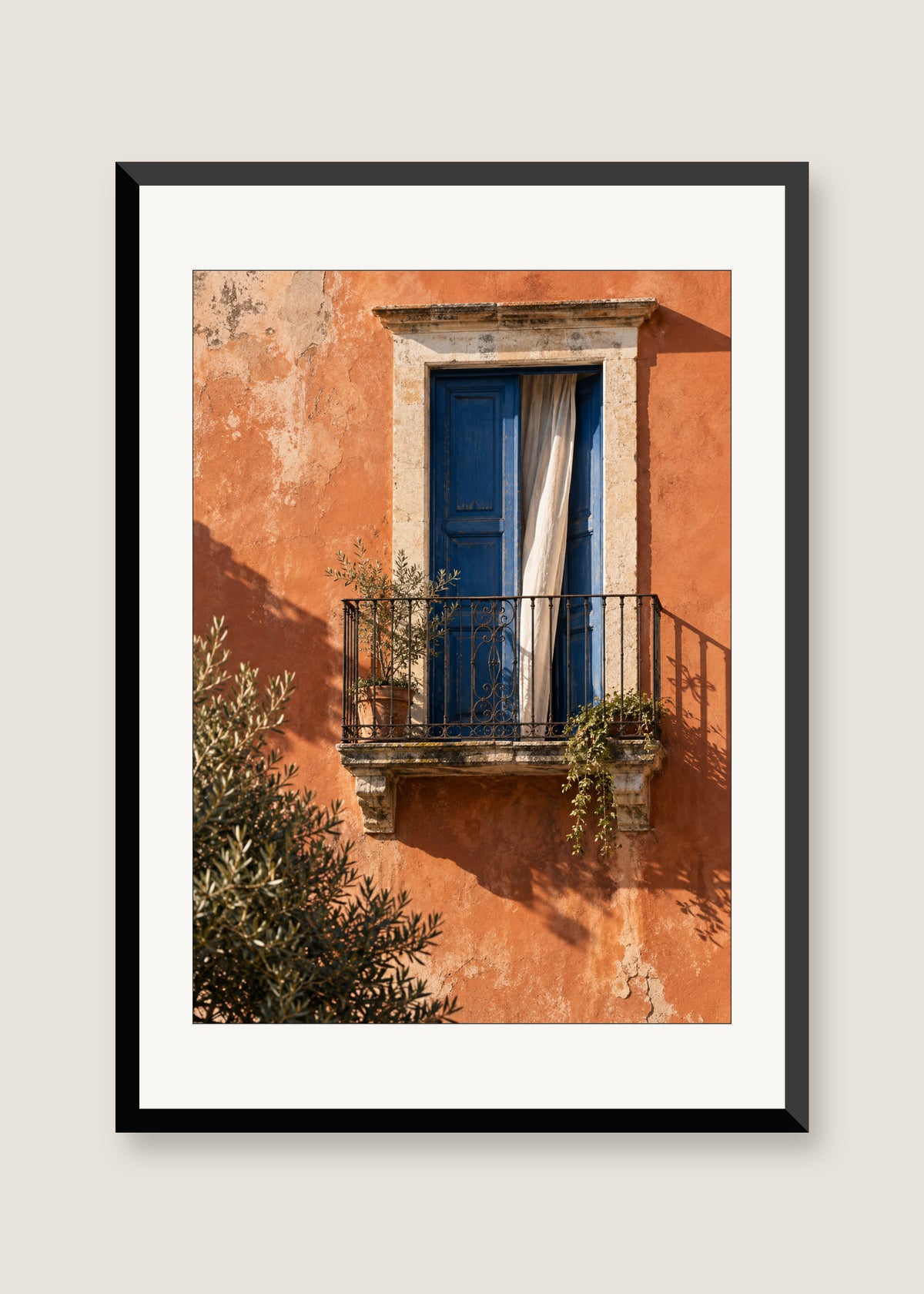 Porto Balcony, White mat with black frame