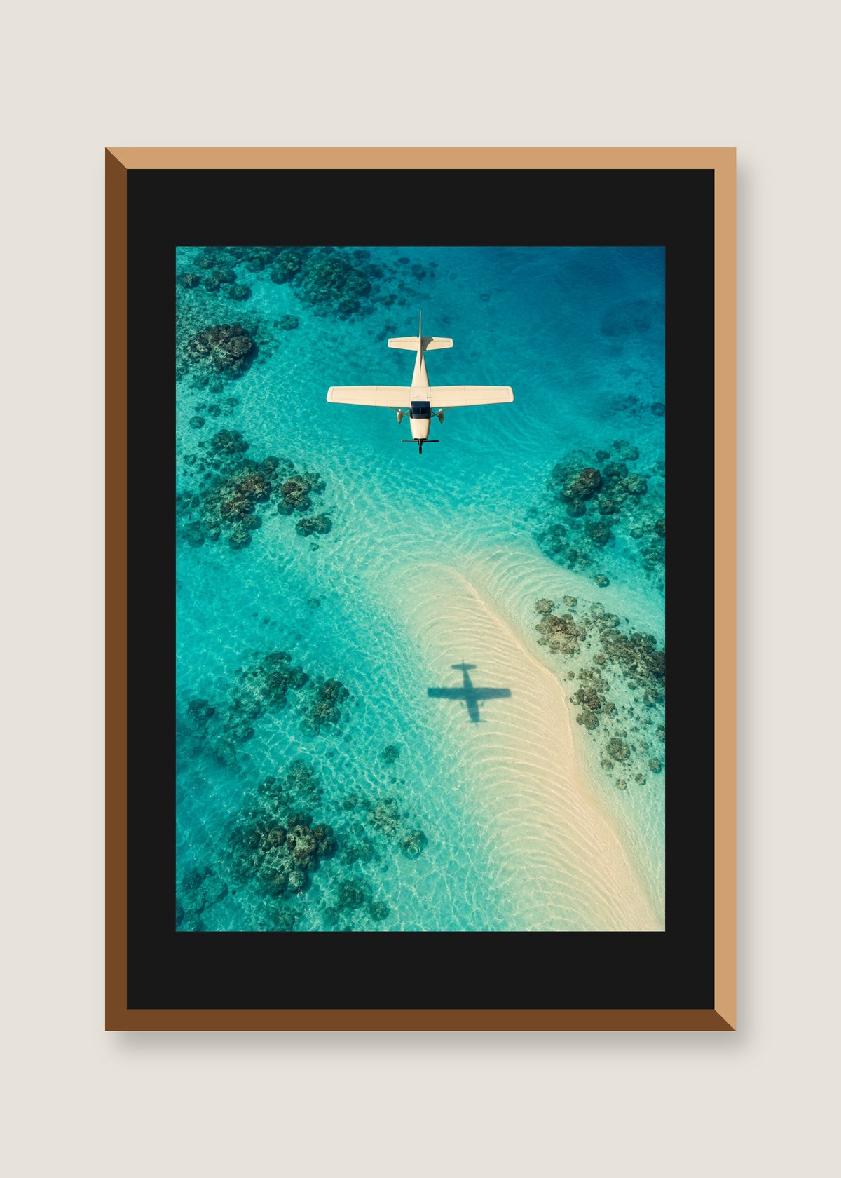 Propeller Shadow, Black mat with natural oak frame