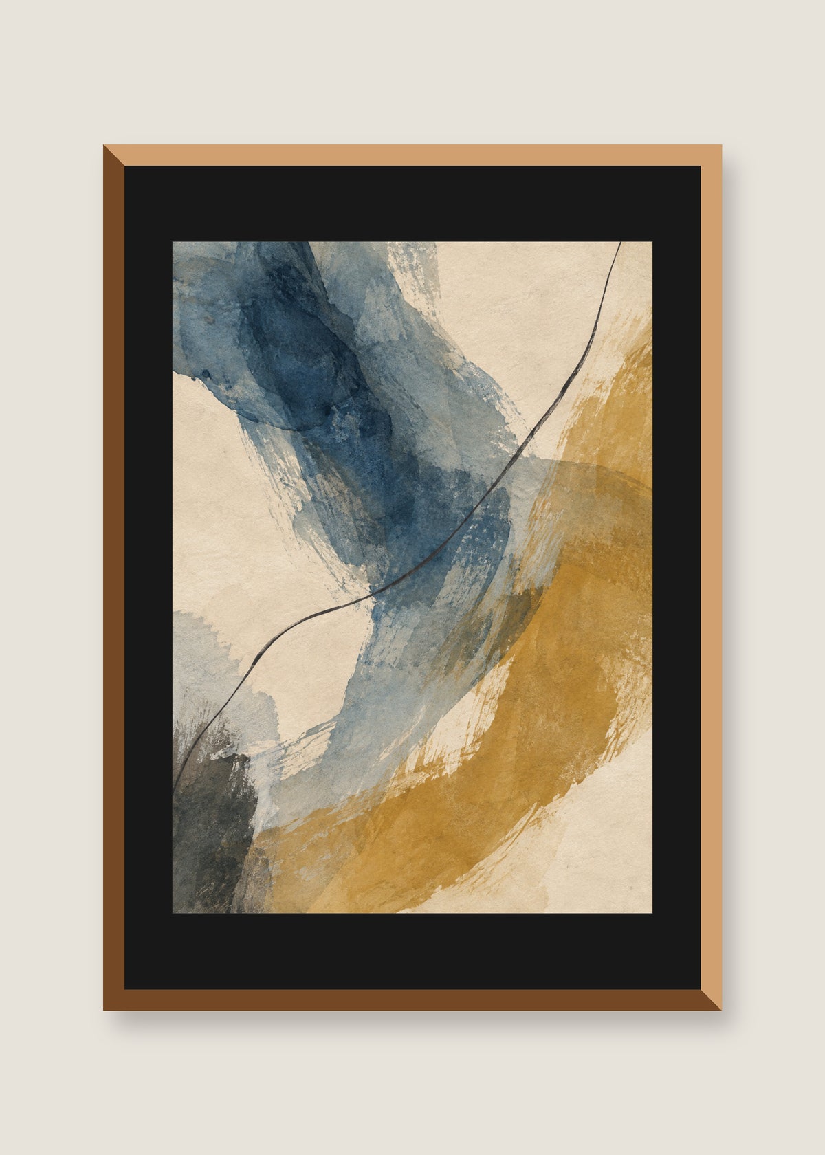 Quiet Current No. 01, Black mat with natural oak frame