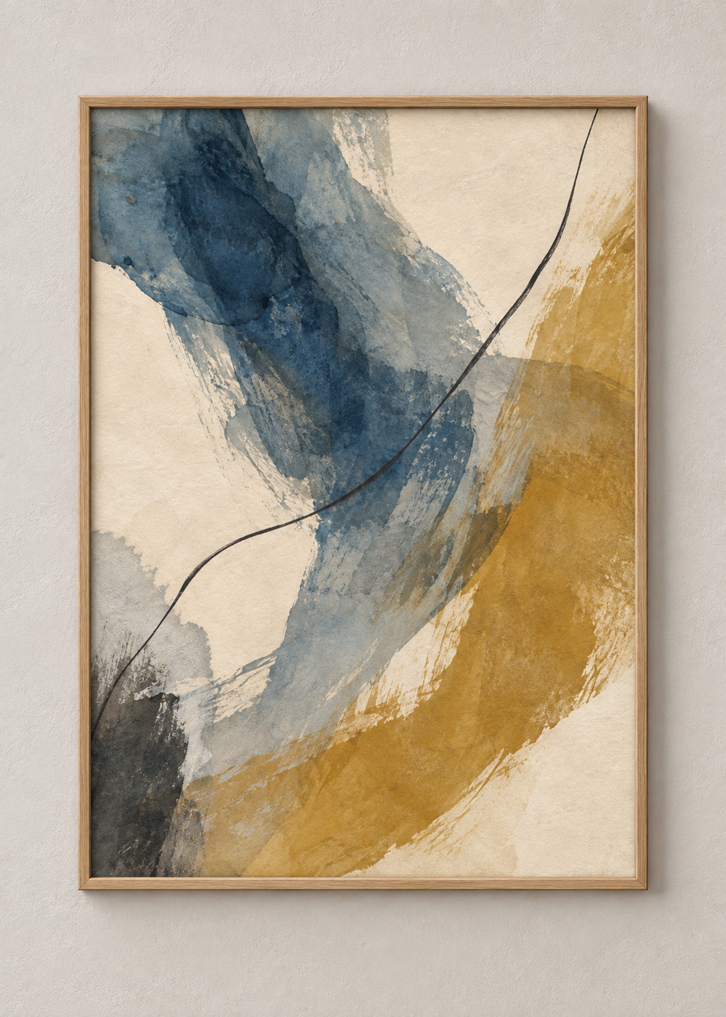 Quiet Current No. 01 framed natural oak 50 x 70 cm art print