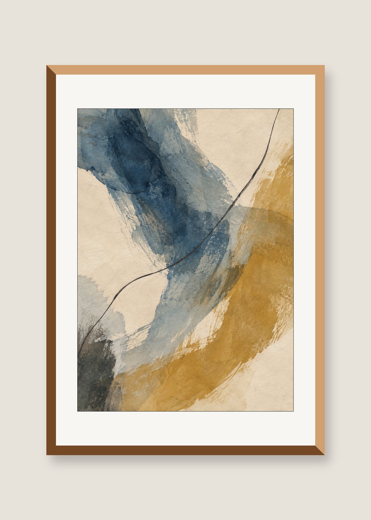 Quiet Current No. 01, White mat with natural oak frame