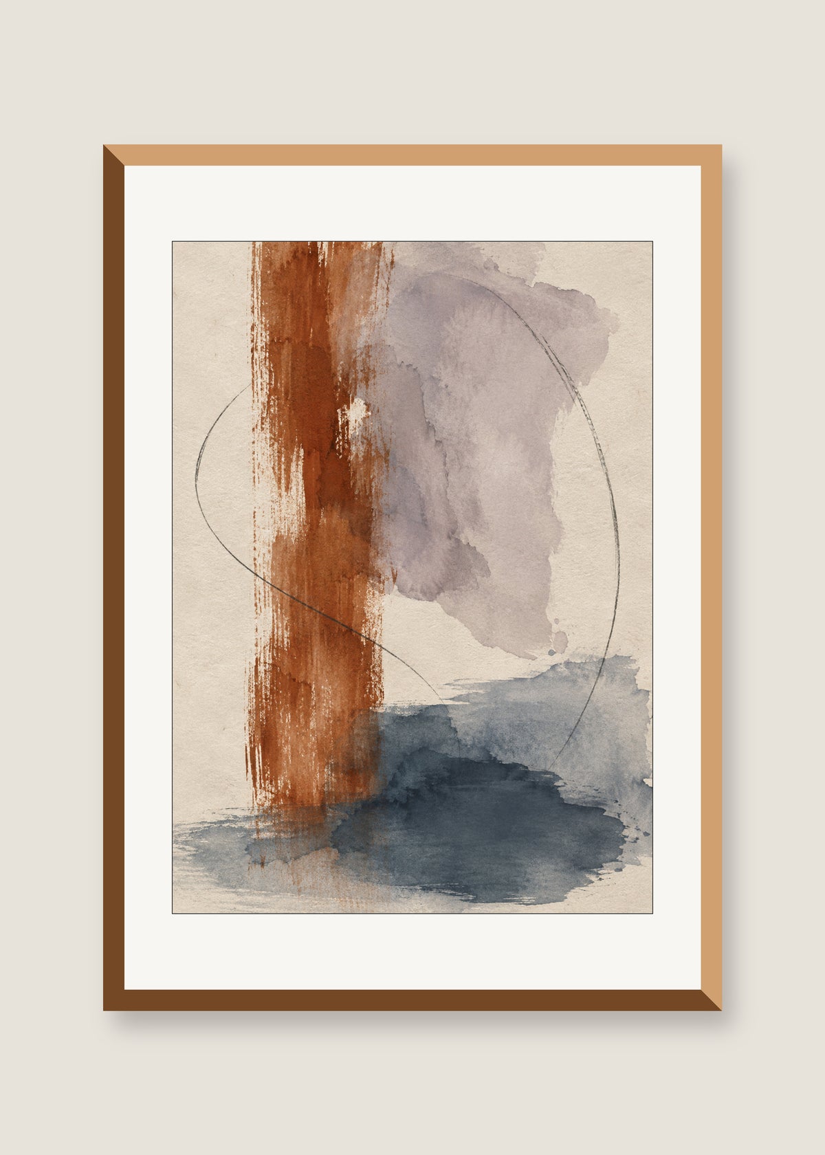 Quiet Current No. 02, White mat with natural oak frame