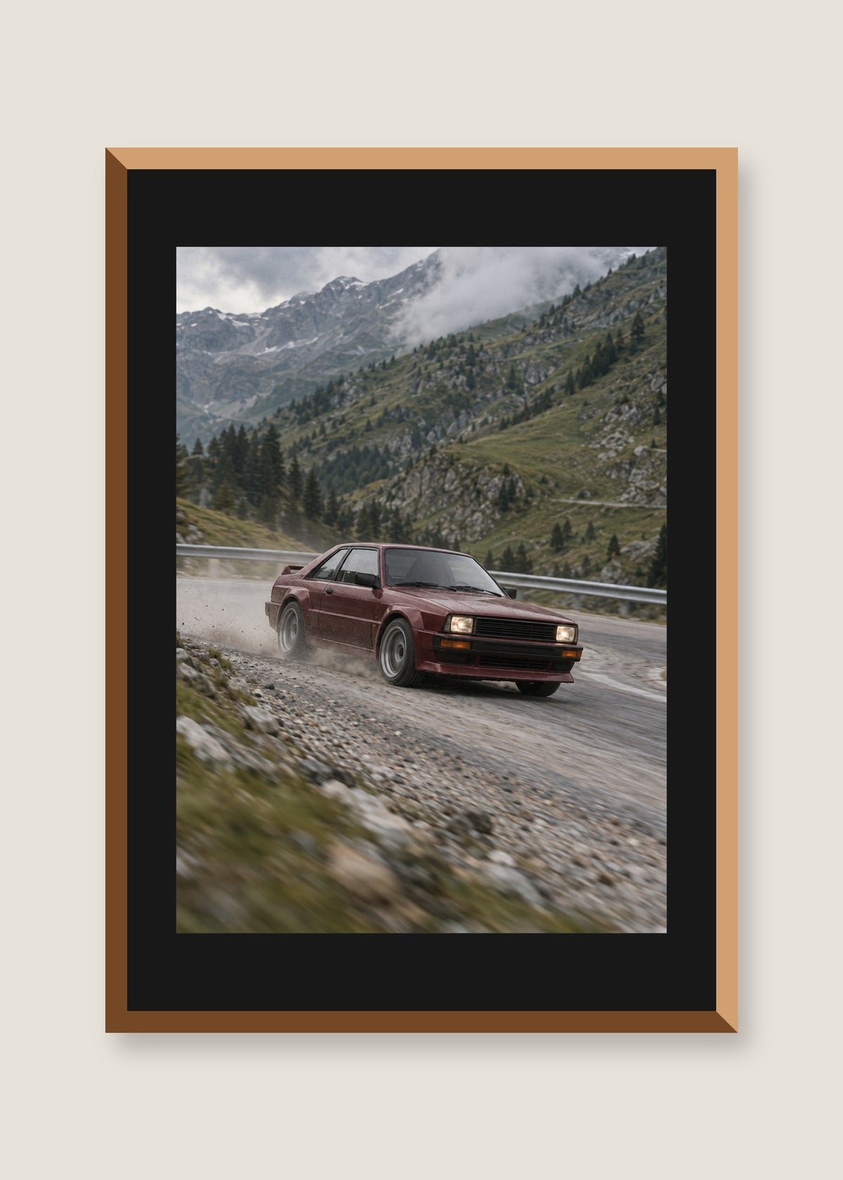 Redline Memory, Black mat with natural oak frame