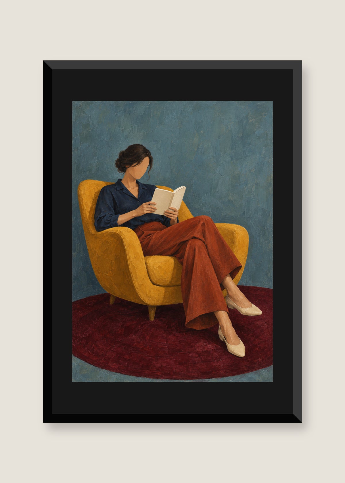 Saffron Recline, Black mat with black frame