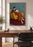 Saffron Recline framed art print in a modern interior