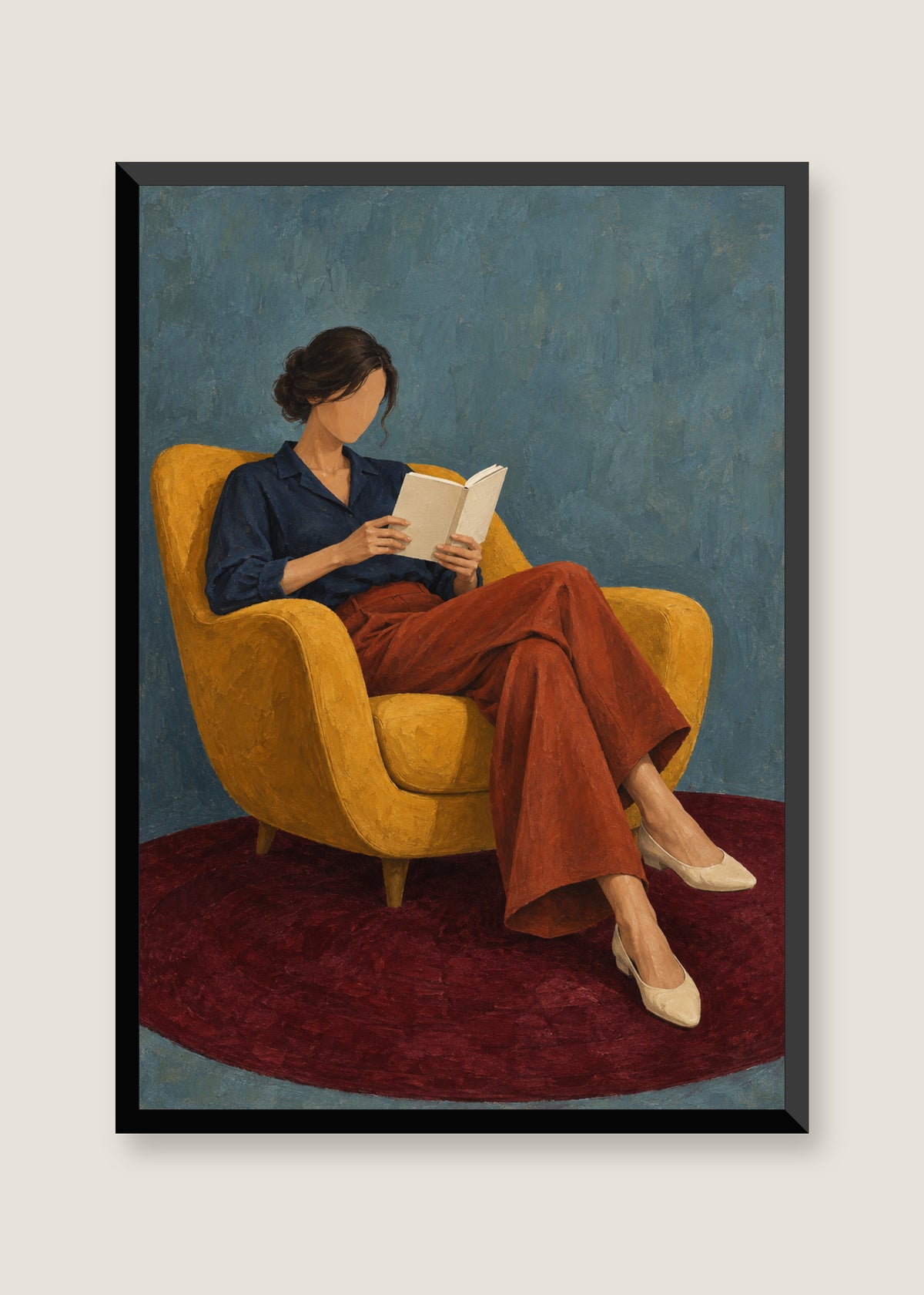 Saffron Recline, No mat with black frame